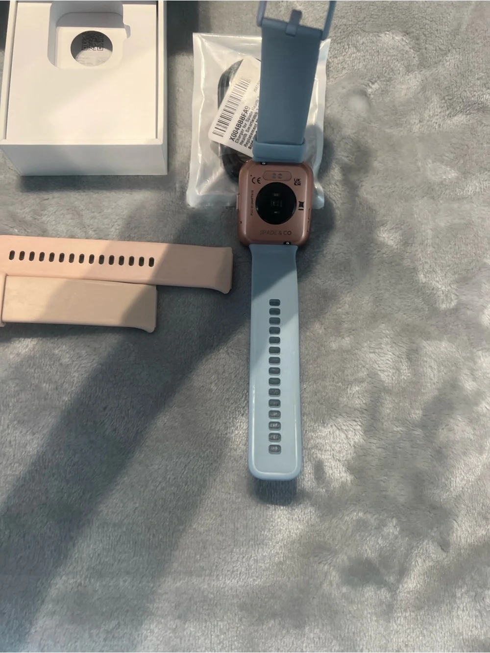 Unbranded Smart Fitness Watch with Blue Strap and Rose Gold Case